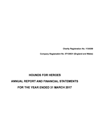 Hounds for Heroes Final Accounts 2016-17