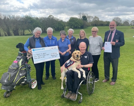 Supporters with Allen at cheque presentation