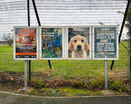 Photo of our puppy parent campaign poster in situ 