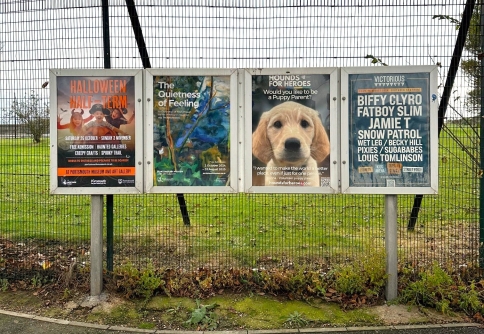 Photo of our puppy parent campaign poster in situ 